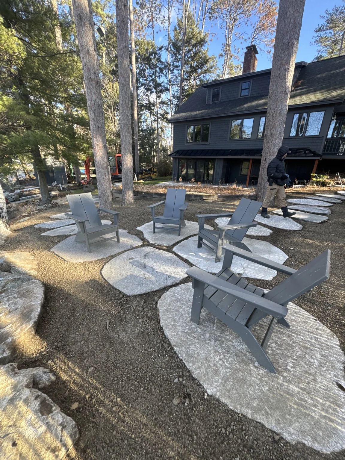 Natural granite outdoor seating area